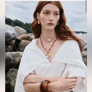 Lizzie Fortunato Mini Organic Hoops in Dove